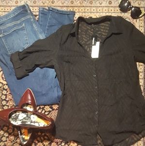 Express Sheer silky black button up